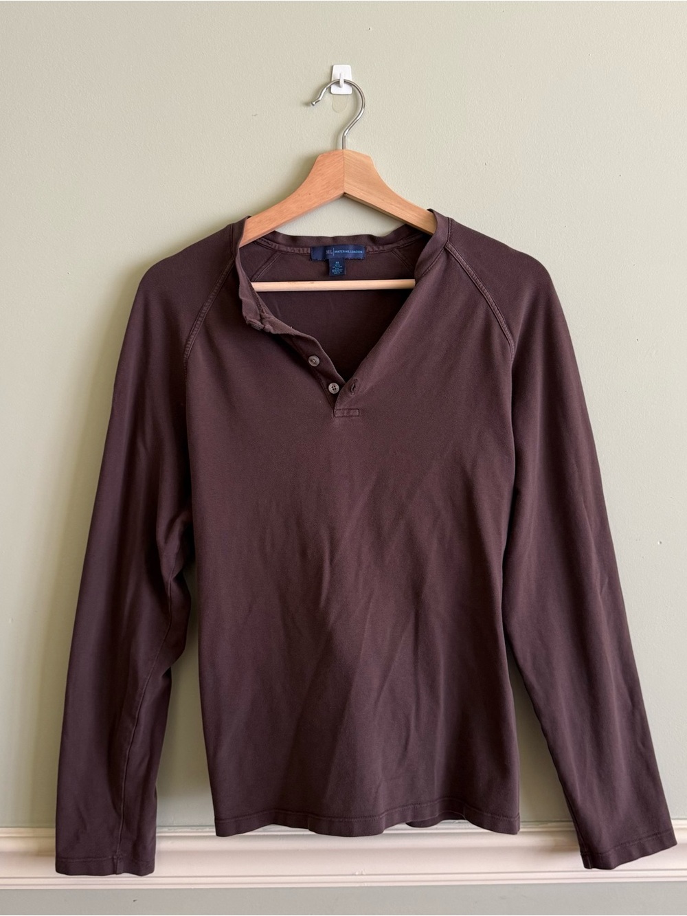 Unisex Long-Sleeve Henley Shirt - Brown